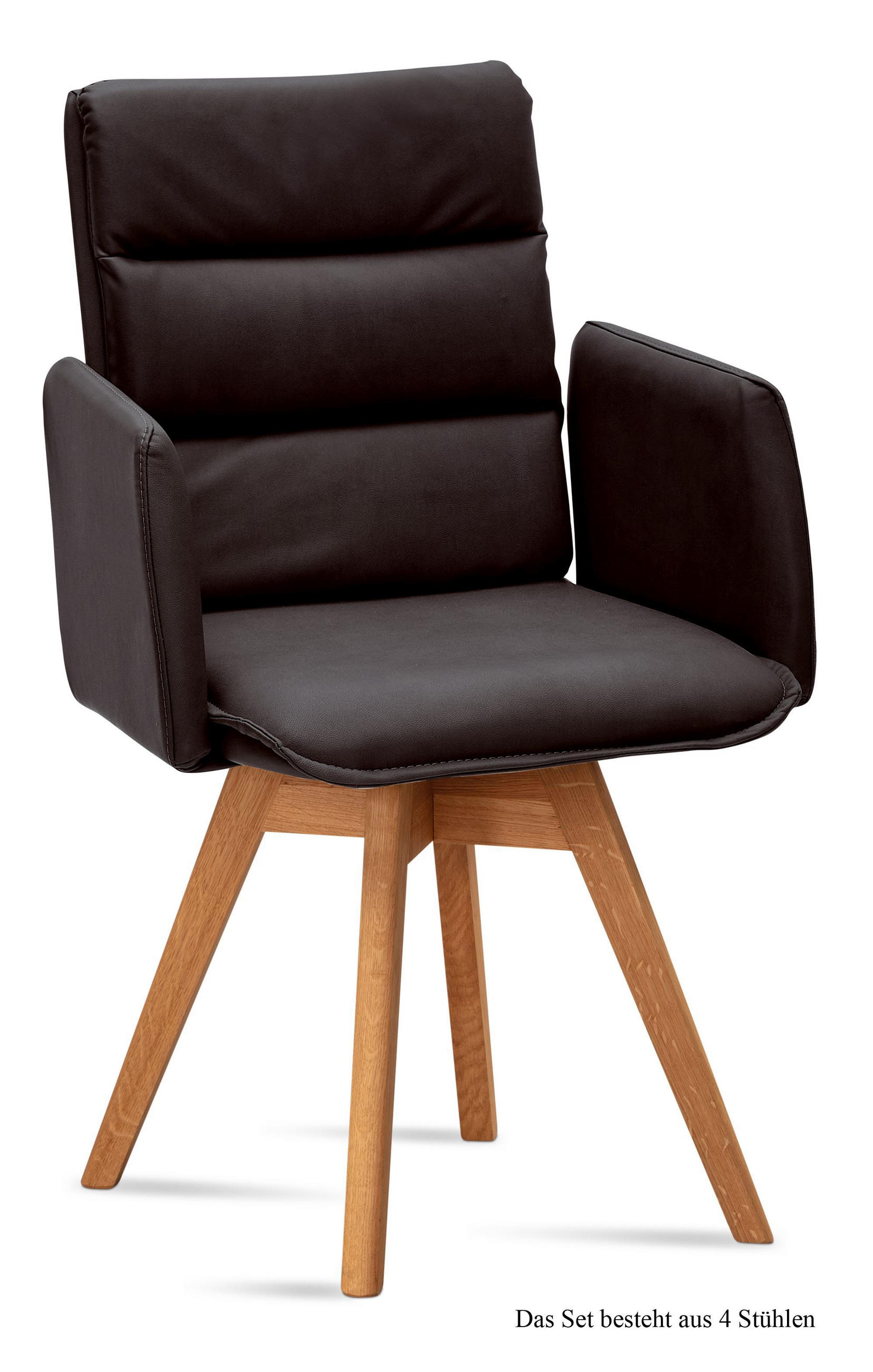 ARMLEHNSTUHL drehbar (4er-Set) Dorri 52x92x60 Eiche geölt/Espresso - Eichefarben/Dunkelbraun, Kunststoff (60/92/52cm) - 58aufmkessel