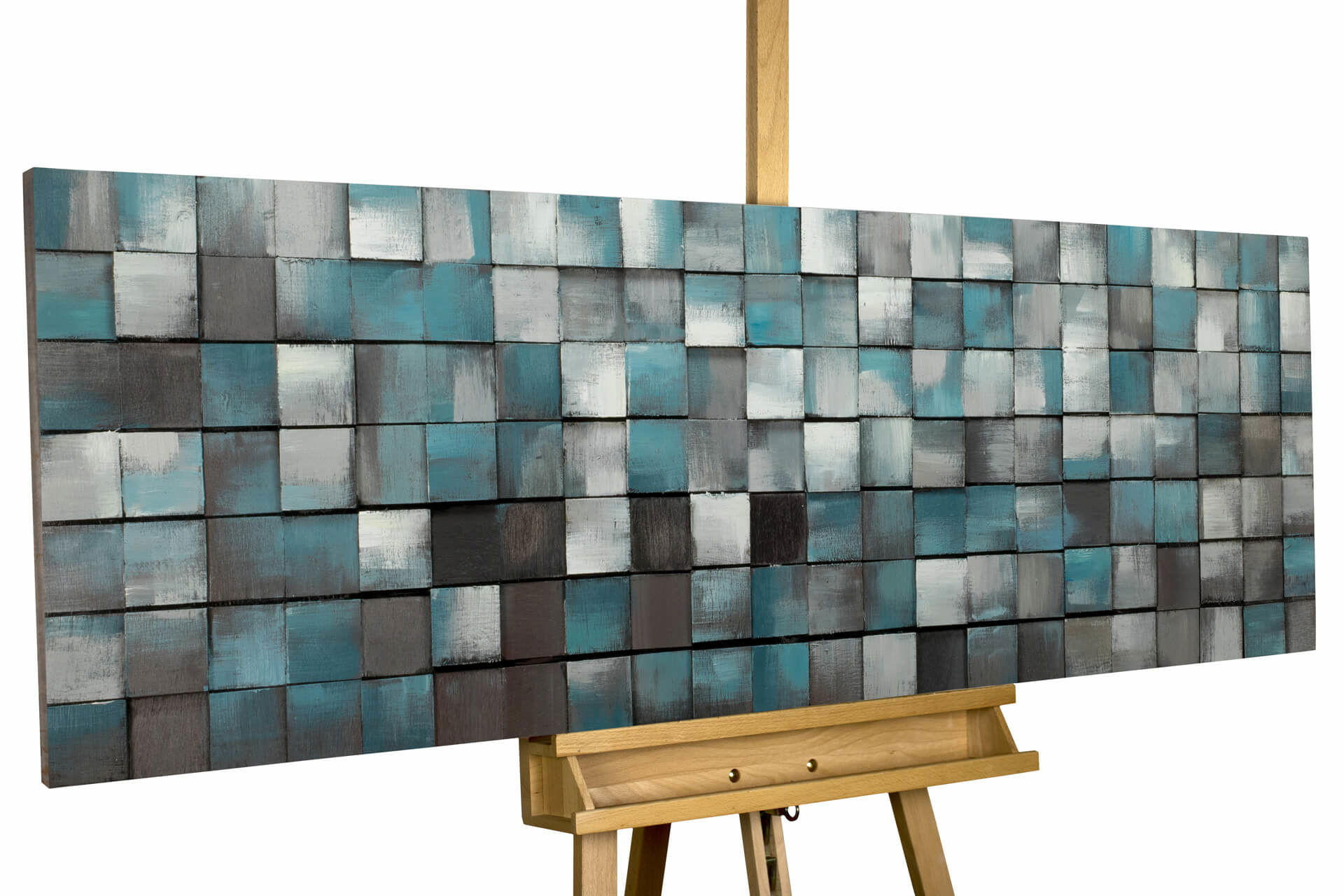 HOLZBILD Blau 144/44 cm - Blau, Holz (7.8/44cm) - KUNSTLOFT