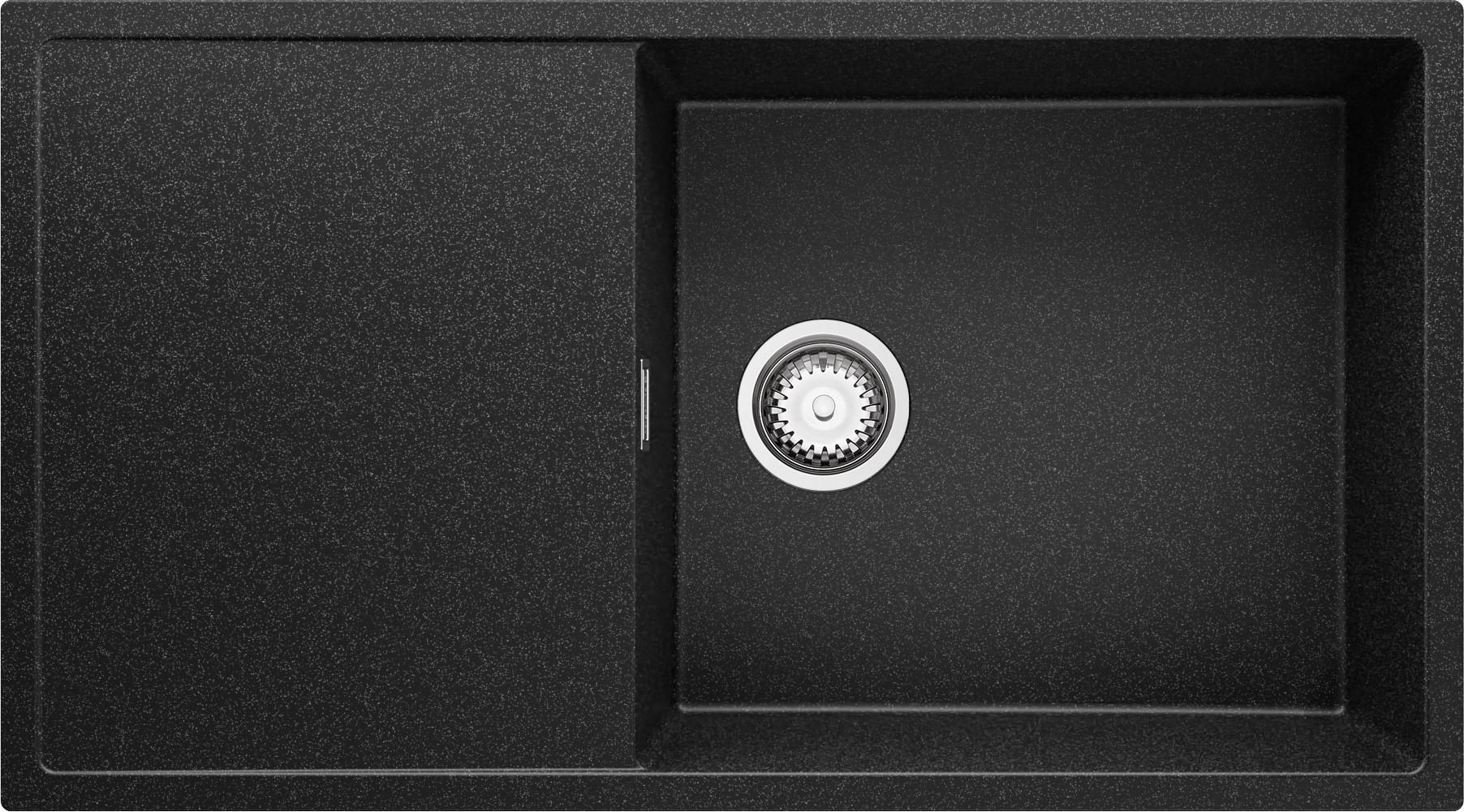 SPÜLBECKEN Ibiza, 2-er set Anthrazit 90/50 cm 1 Becken + Ablauf-Set ab 60er Unterschrank - Chromfarben/Anthrazit, Kunststoff (90/19/50cm) - Primagran