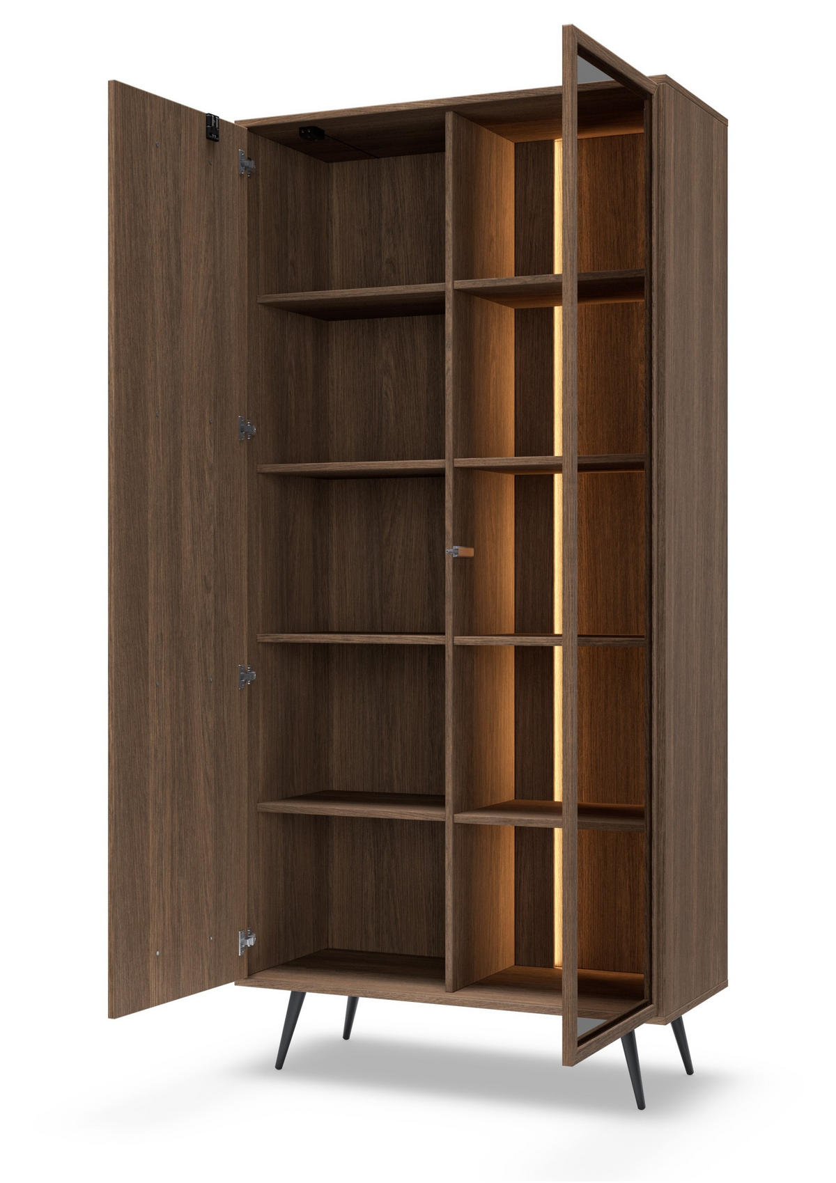 VITRINENSCHRANK 94 cm Resta, LED, Eiche Dunin, Loft - Eichefarben/Schwarz, Holz/Metall (94/196/40cm) - Emporius