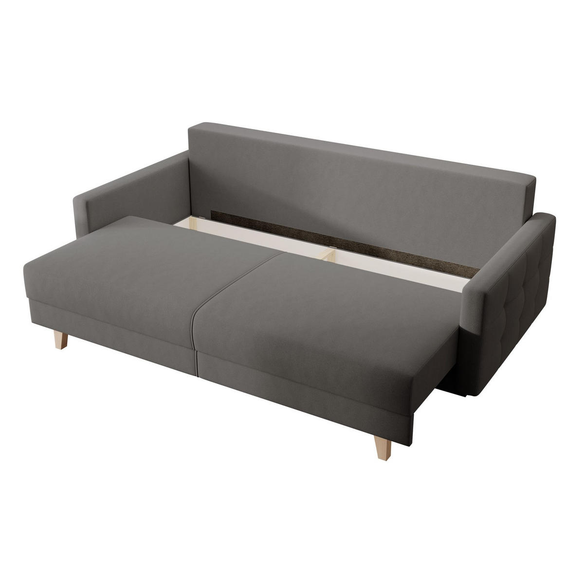 3-SITZER SOFA Verat Dunkelgrau Velours Easy-Clean - Eichefarben/Dunkelgrau, Holz/Textil (226/98/100cm) - Selsey
