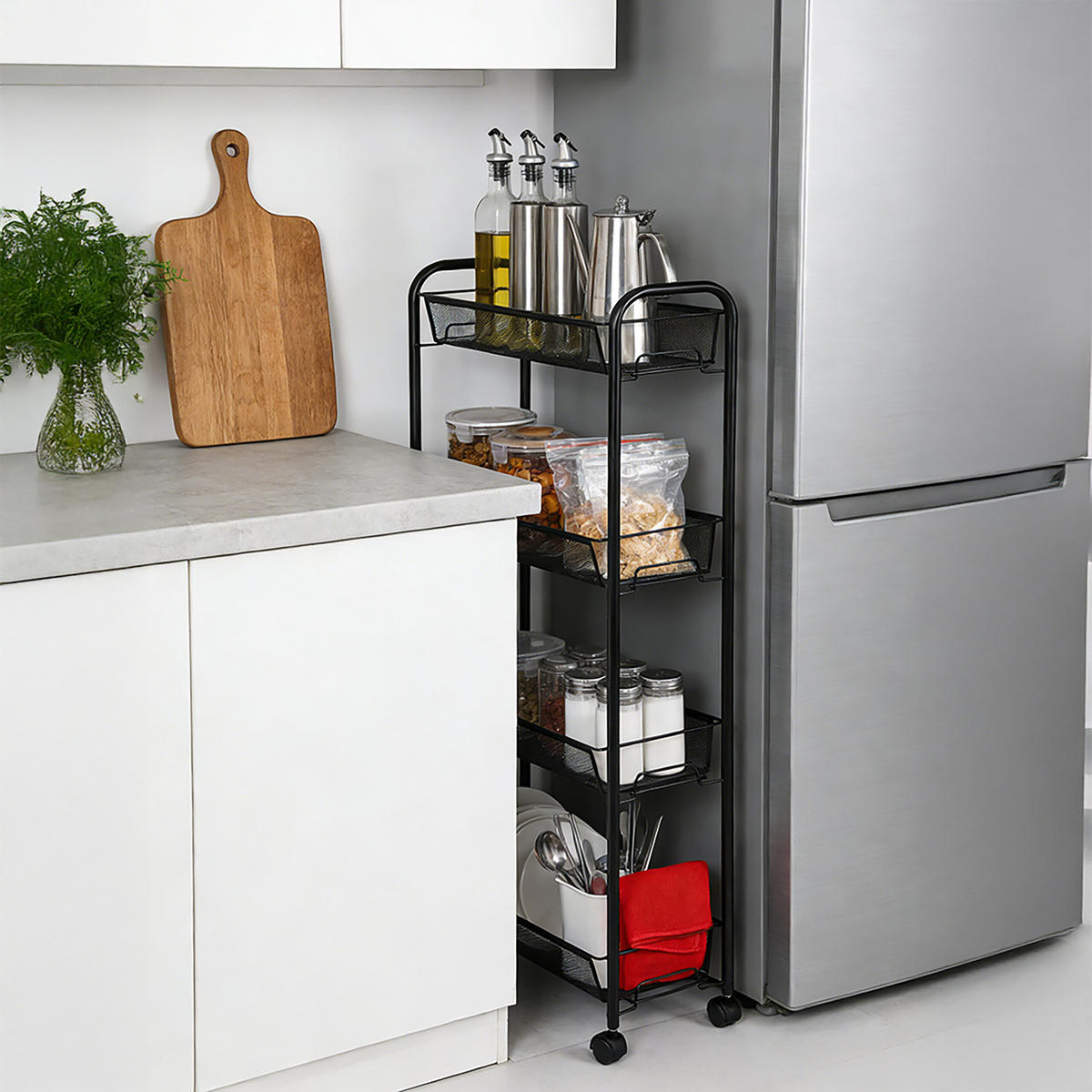 VOZEK - črna, kovina/umetna masa (44/97.5/17cm) - Relaxdays