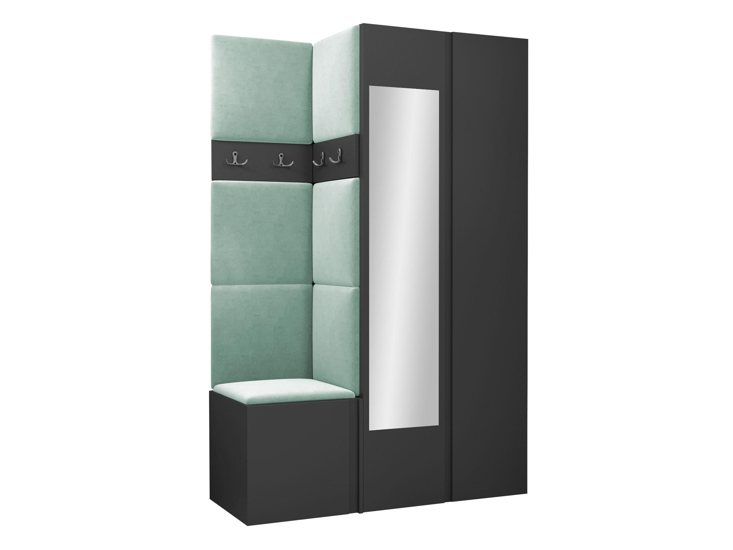 GARDEROBEN-SET Orion XXVI - Graphitfarben/Mintgrün, Holzwerkstoff/Kunststoff (116/186/46cm) - MIRJAN24