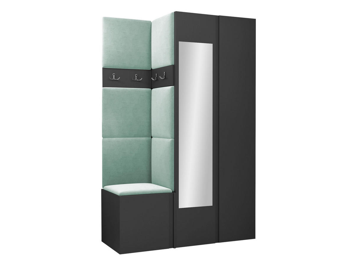 GARDEROBEN-SET Orion XXVI - Graphitfarben/Mintgrün, Holzwerkstoff/Kunststoff (116/186/46cm) - MIRJAN24