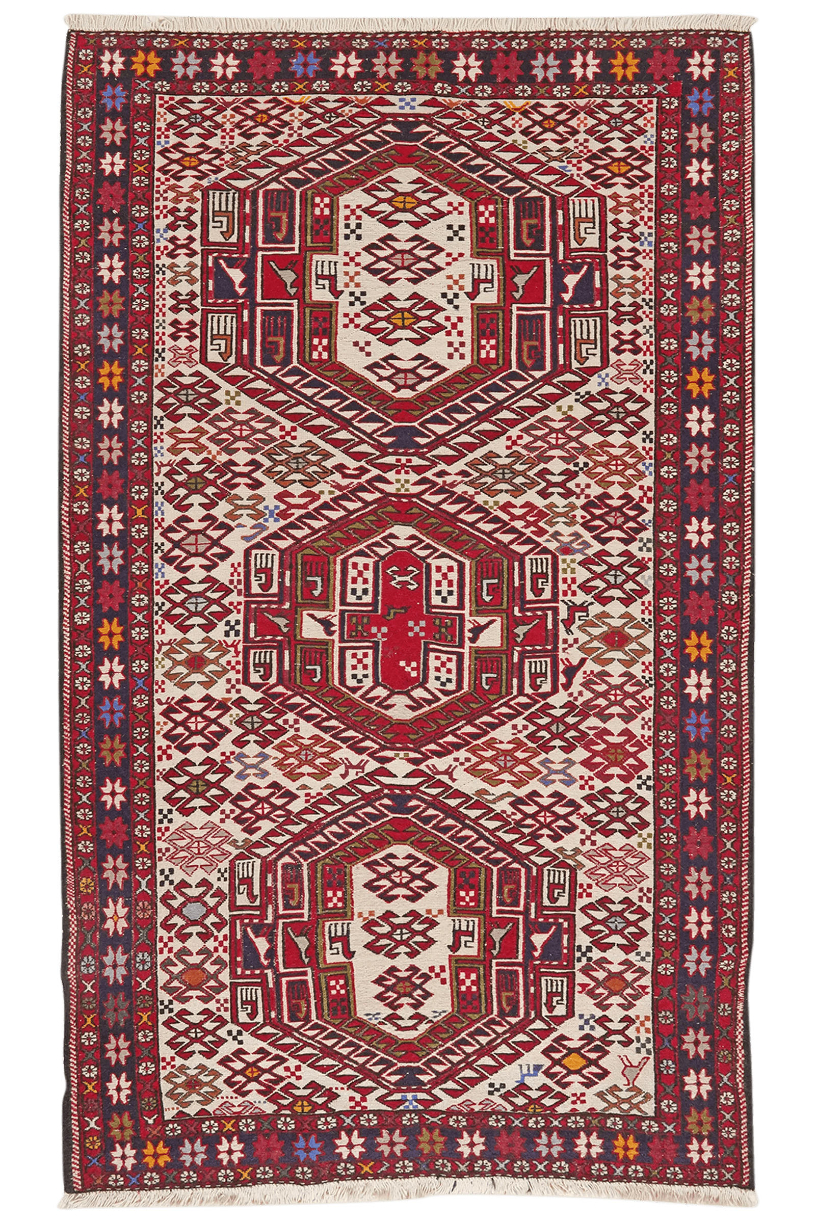 Looma Kelim-Teppich Beige, Rot 114x201 cm
