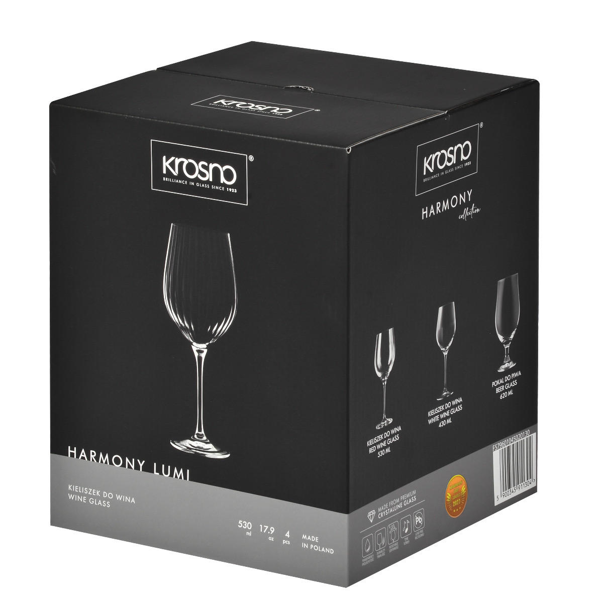 WEINGLÄSER MIT OPTISCHEM EFFEKT HARMONY LUMI, 4ER-SET, 530 ML - Transparent, Glas (0.53L) - Krosno Glass