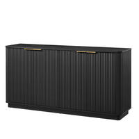 SIDEBOARD DE-38175 160/40/80 cm mit 4 Türen und Wellenform Schwarz - Schwarz, Holzwerkstoff (160/80/40cm) - ComfortXL