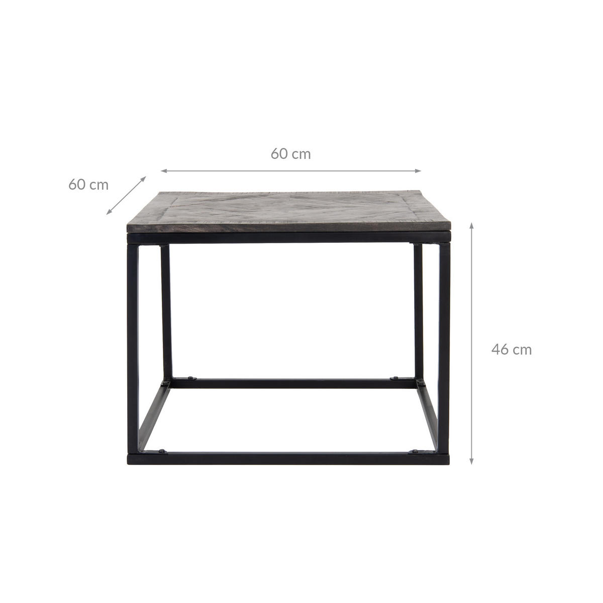 BEISTELLTISCH 60x60 cm Grau aus Mangoholz massiv - Grau, Holz (60/60/60cm) - WOMO-DESIGN