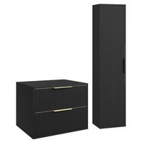 BADMÖBEL-SET Rimini 2 Teile Schwarz Matt - 60 x 46 x 46 cm - Schwarz, Holz (60/46/46cm) - Badplaats