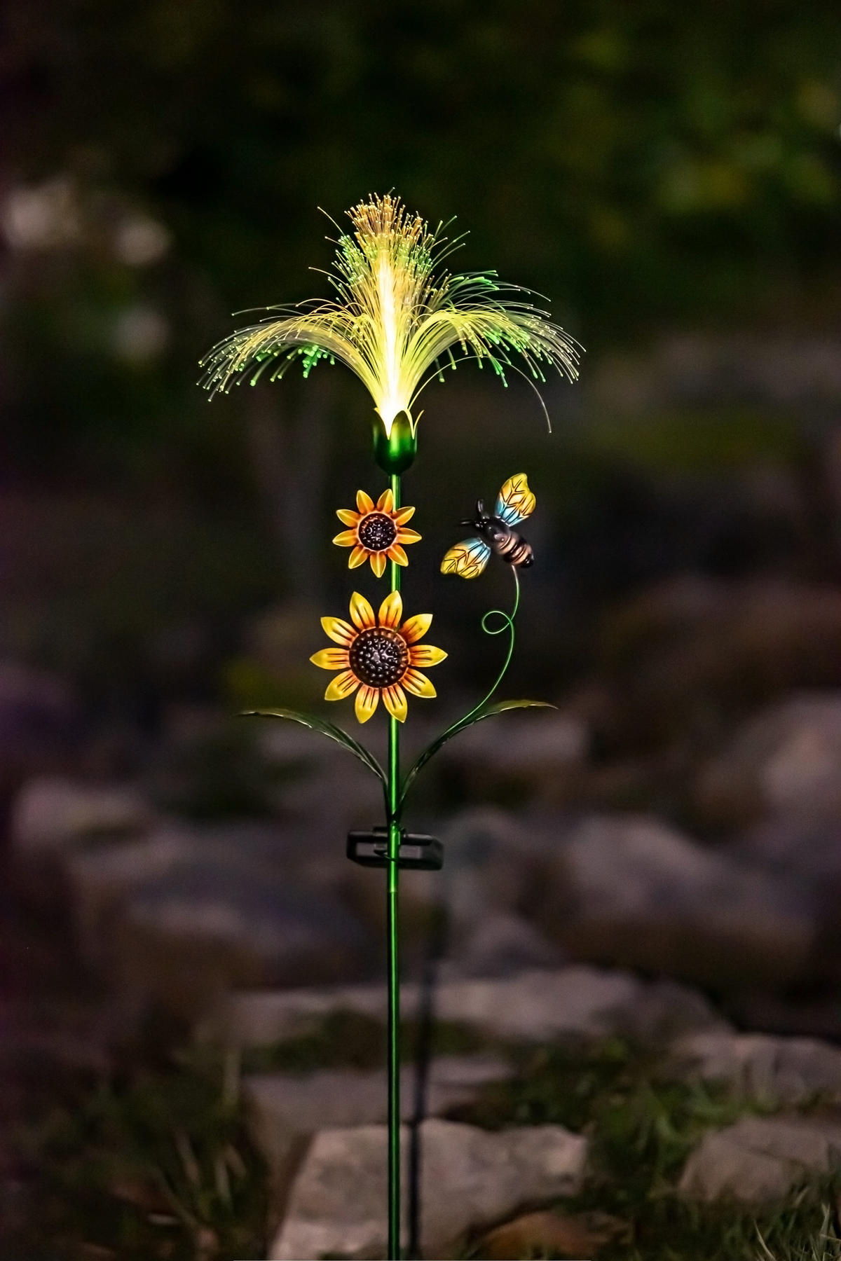 LED-SOLAR-GARTENSTECKER - mit Fiber-Beleuchtung und Dämmerungssensor für stilvolle Garten-Dekoration, RGB, 1er-Set - Weiß, Kunststoff (5/28/93cm) - Northpoint