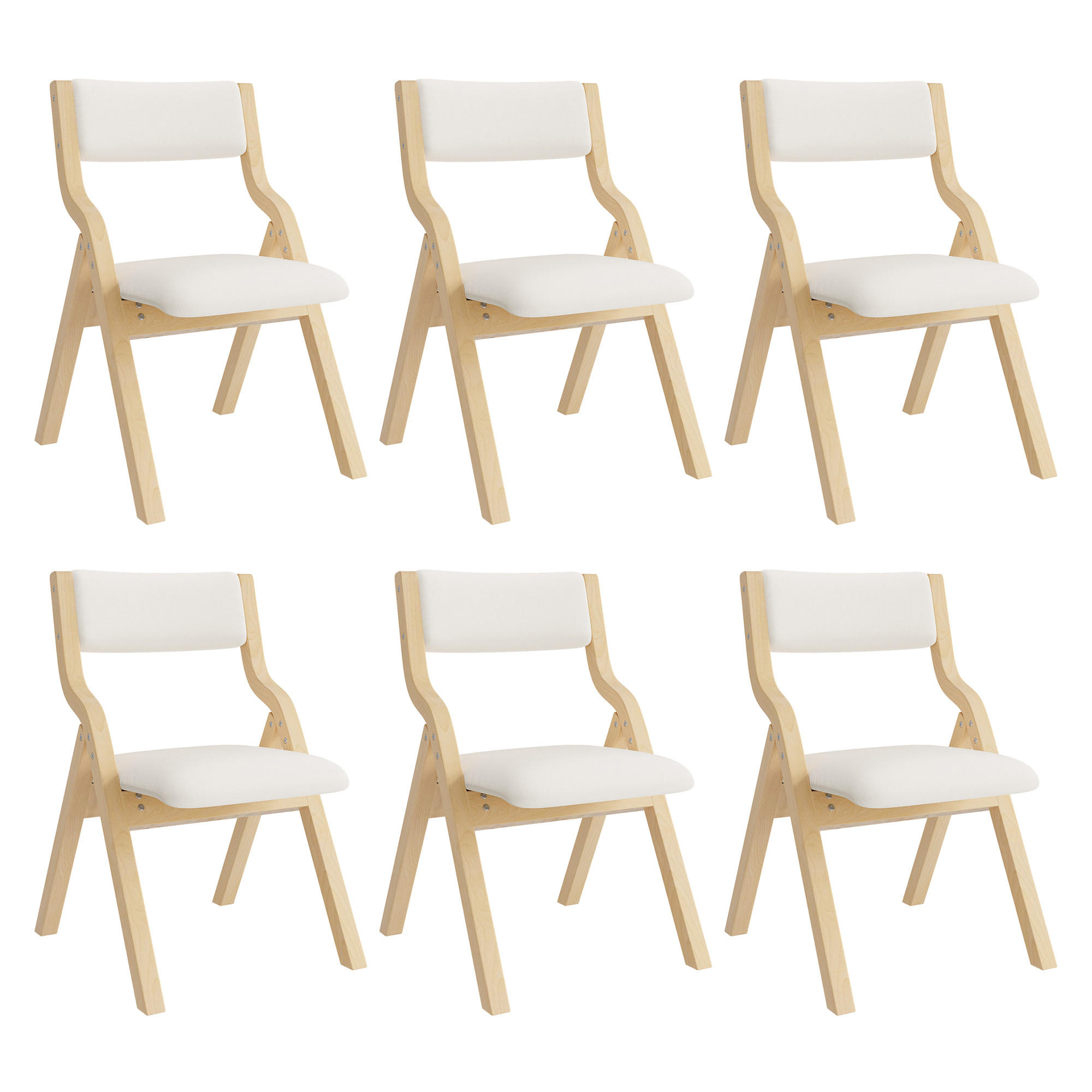 ESSZIMMERSTÜHLE 6er-Set Klappbar Massivholz Leinen Beige - Beige, Holz (55/81/49cm) - FLIEKS