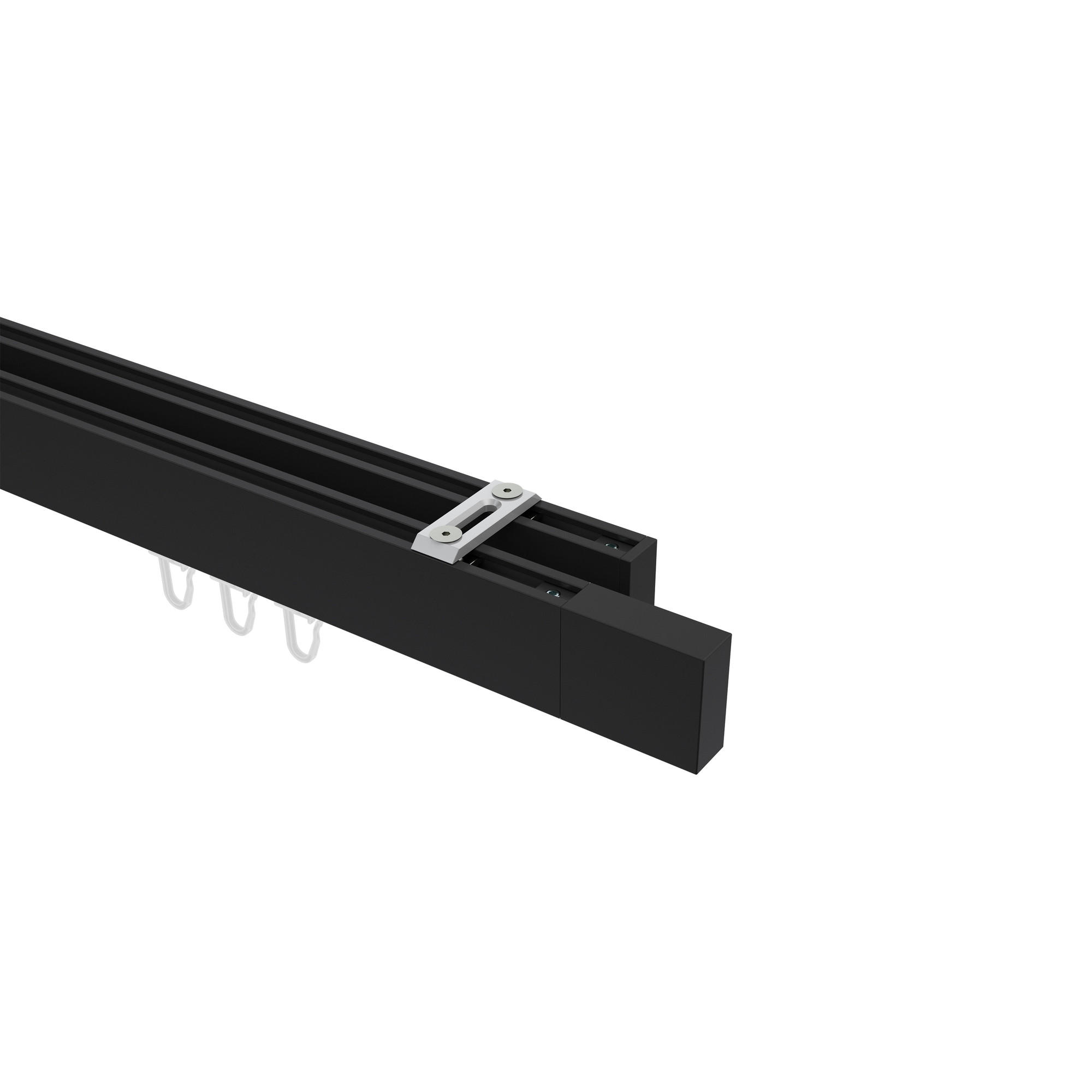 INNENLAUF-GARDINENSTANGEN-SET Smartline Lox 180 cm, 2-läufig, 14x35 mm Schwarz - Schwarz, Metall (180cm) - INTERDECO