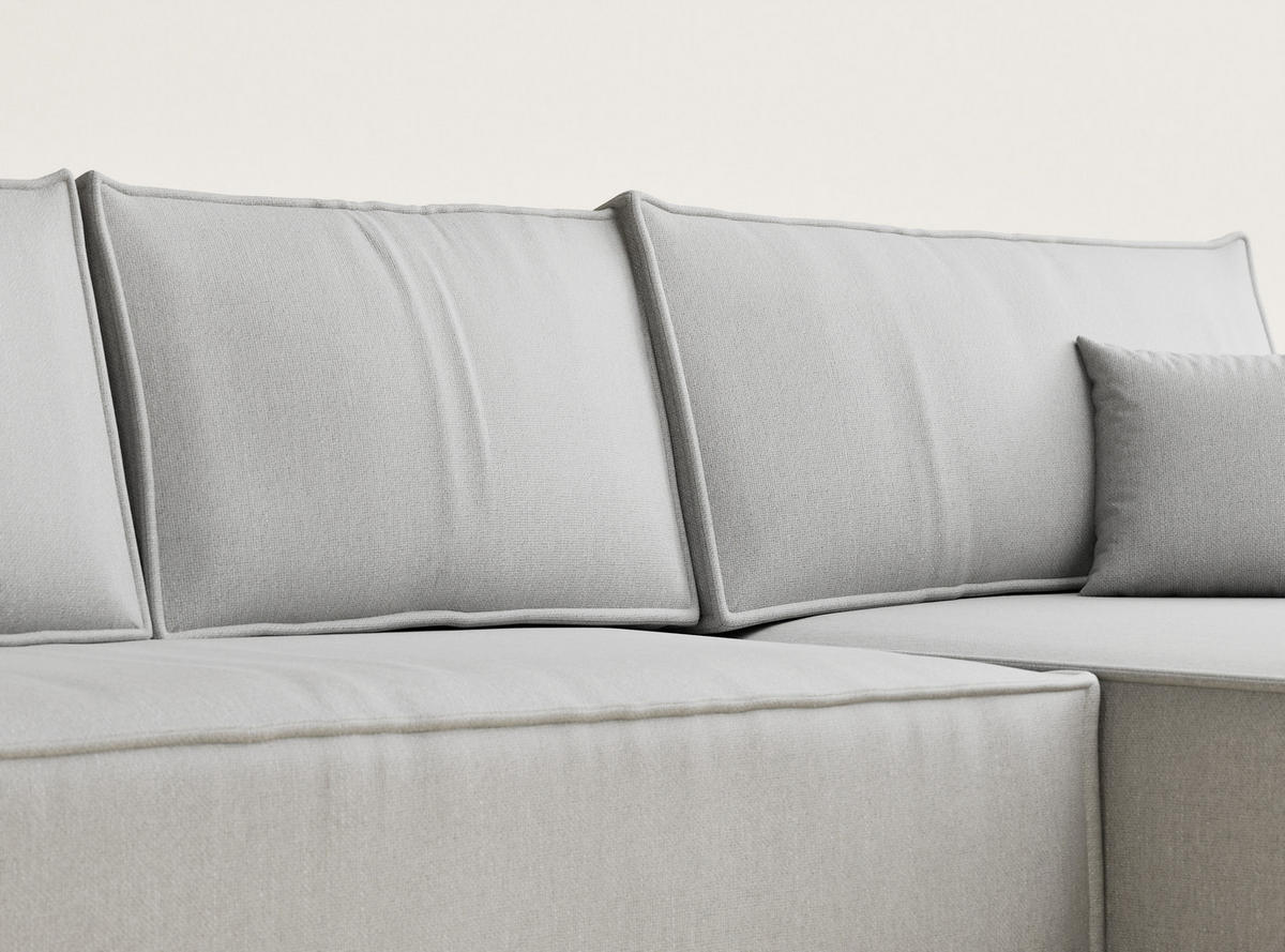 ECKSOFA MIT SCHLAFFUNKTION Maze Hellgrau Webstoff - Hellgrau/Schwarz, Holz/Holzwerkstoff (294/185cm) - Maison de Reve