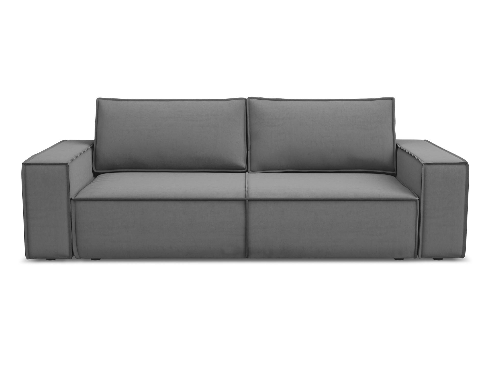 3-SITZER SOFA mit Schlaffunktion Samt Stoff Grau - Schwarz/Grau, Kunststoff/Textil (255/85/105cm) - Makamii