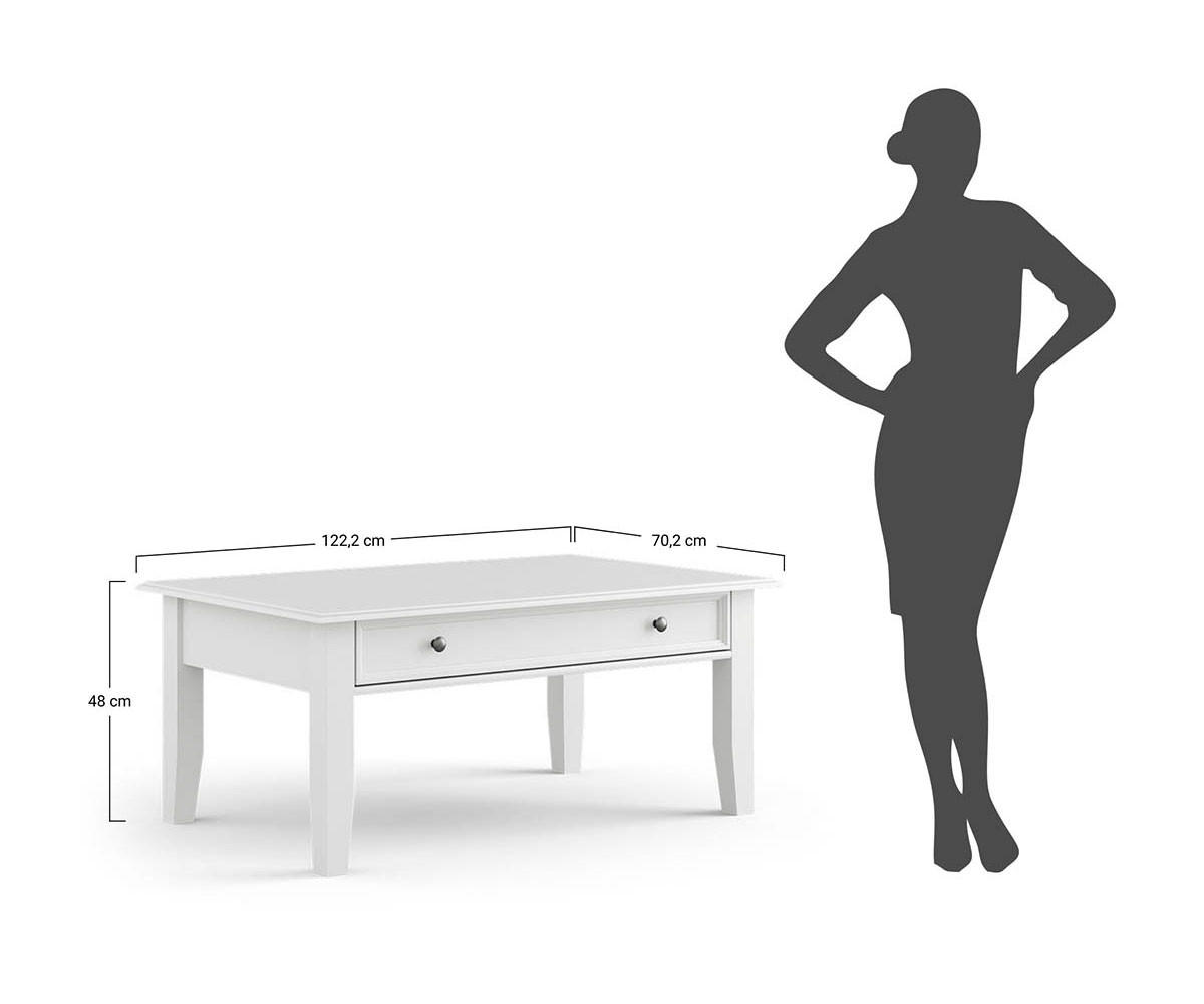 COUCHTISCH Belluno Elegante Kiefer weiß (RAL9010) lackiert / Kiefer gebeizt, Nussbaumfarben 122 / 70 / 48cm - Nussbaumfarben/Weiß, Holz/Metall (70/122/48cm) - Feldmann-Wohnen