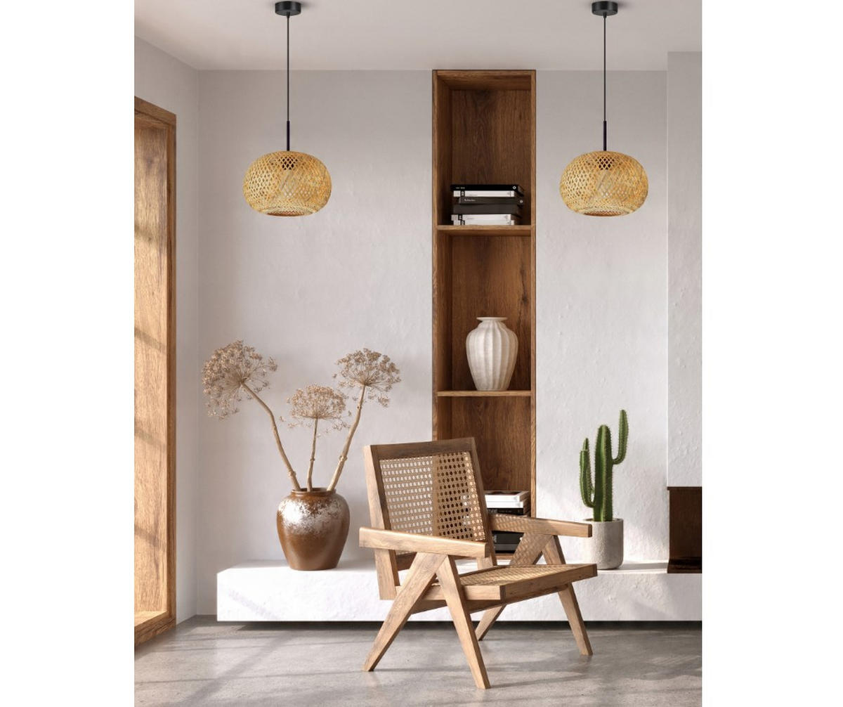 PENDELLEUCHTE BOHO - Beige, Holz/Metall (28/28/100cm) - kiki design