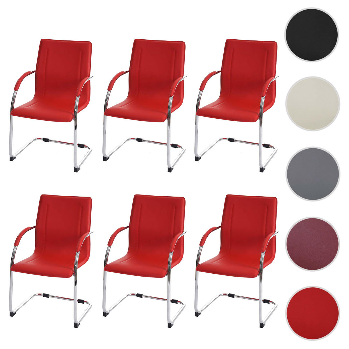 ESSZIMMERSTUHL Rot 6er-Set - Rot, Kunststoff (56/93/56cm) - MCW