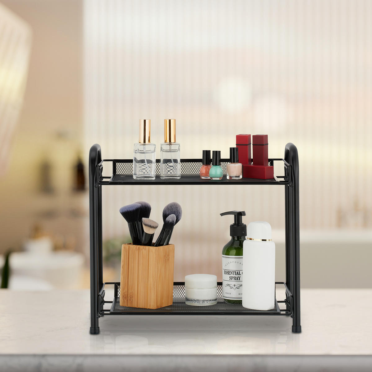 GEWÜRZREGAL - Schwarz, Kunststoff/Metall (37/32/17cm) - Relaxdays