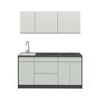 SINGLEKÜCHE R-Line, Pastellgrün/Anthrazit, 160 cm Arbeitsplatte Satin - Pastellgrün/Anthrazit, Holzwerkstoff (160/81.6/60cm) - Vicco