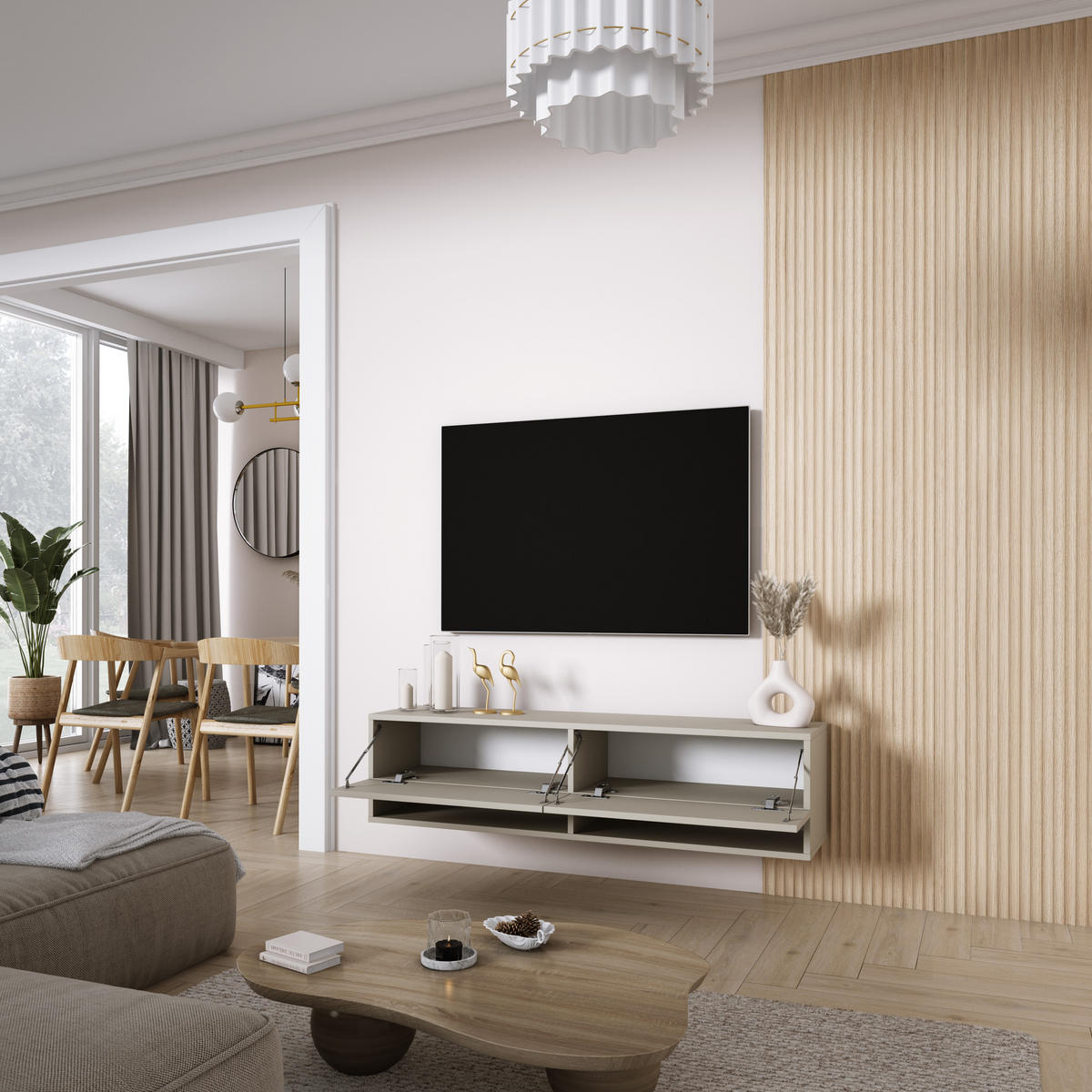 TV-LOWBOARD 140 cm Mattschwarz, 140 × 32 × 34 cm - Schwarz, Holzwerkstoff (140/33.6/32cm) - 3XE LIVING