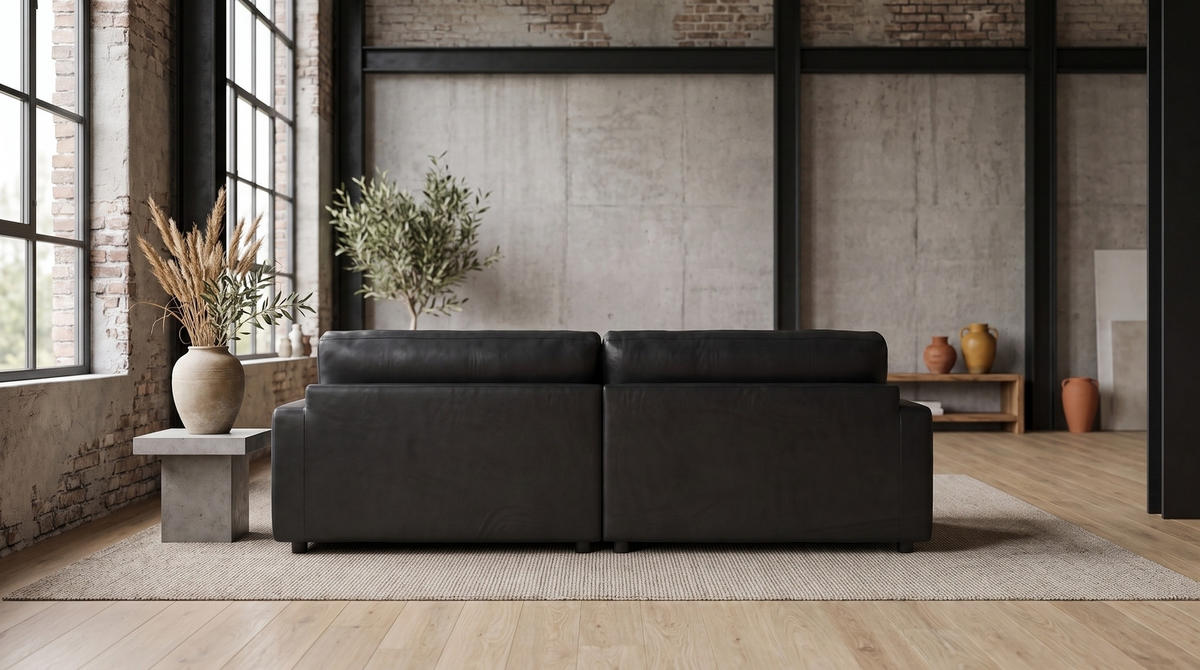 SOFA MARLIN Schwarz Lederfaserstoff - Schwarz, Leder/Kunststoff (262/80/100cm) - KAWOLA