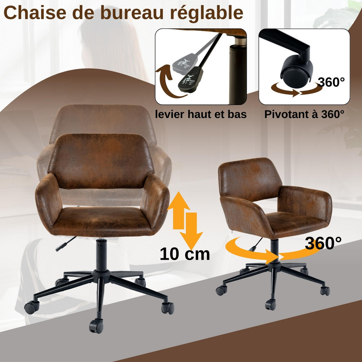 KINDERDREHSTUHL braun - Braun, Holzwerkstoff/Textil (55/85/56cm) - Urban Meuble