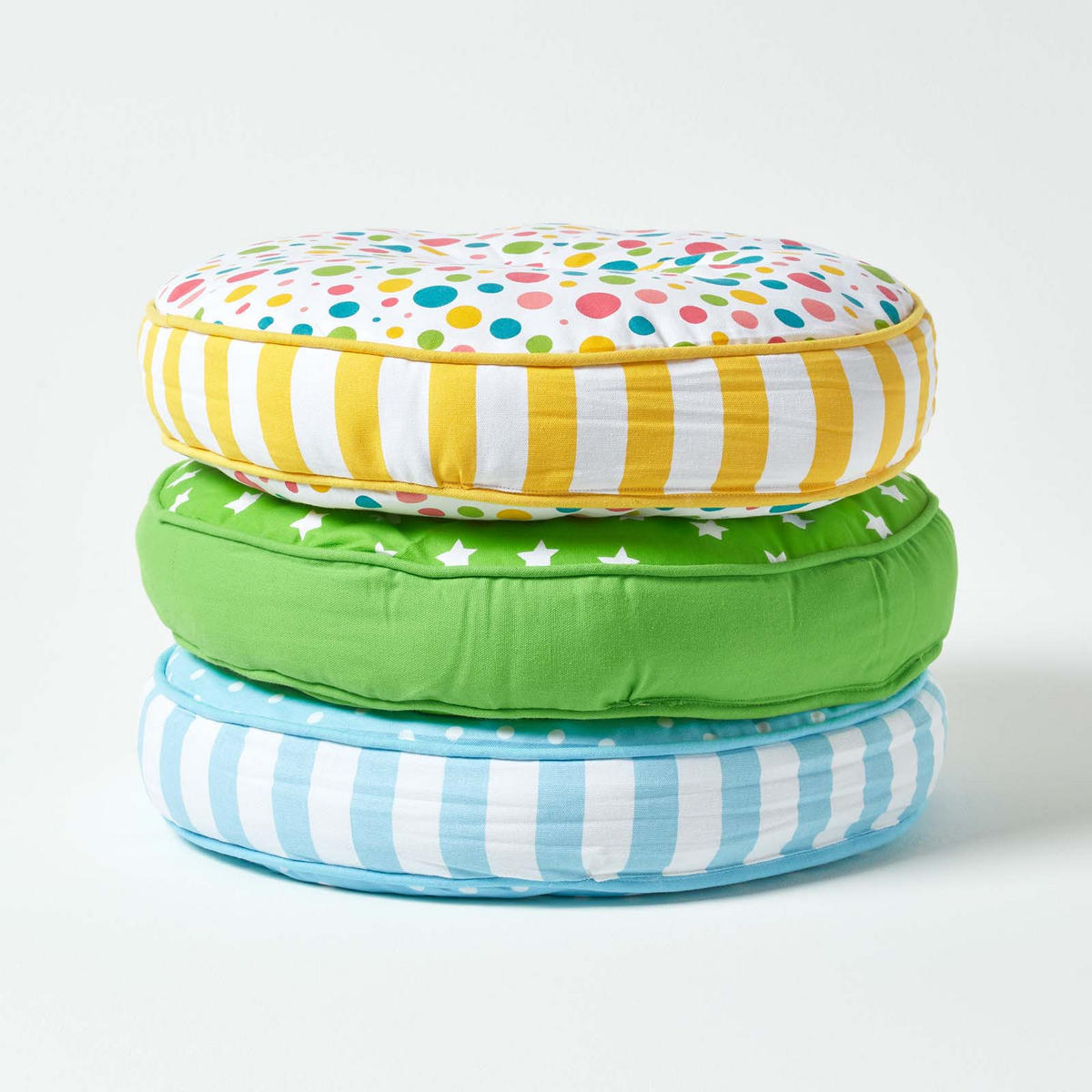 BODENKISSEN blau, Punkte & Streifen ? 43/7 cm - Blau, Textil (43/43/7cm) - Homescapes