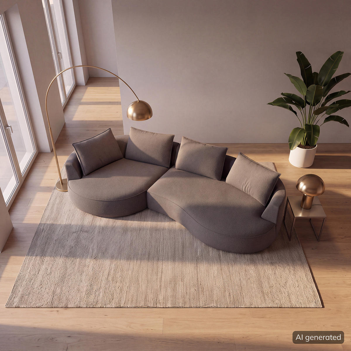 BIGSOFA - Schwarz/Grau, Kunststoff/Textil (322/82/154cm) - home24