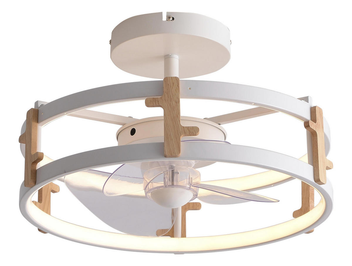 LED-DECKENLAMPE Weiß mit integriertem Ventilator 55 W - Weiß, Kunststoff (40/40/24cm) - Purline