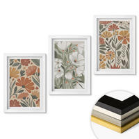 WANDBILDER 3er-Set - 20x30 cm Weißer Rahmen - Blumenmuster in Orange und Grün - Weiß, Kunststoff (20/30cm) - ArtPrintCave