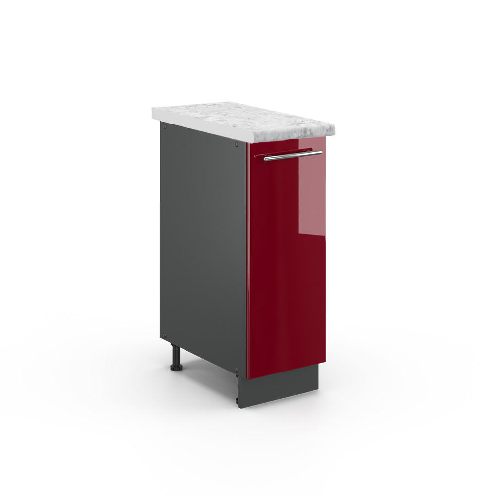 APOTHEKERUNTERSCHRANK Fame-Line Bordeaux Hochglanz 30 cm, AP Marmor - Bordeaux/Anthrazit, Holzwerkstoff (30/82/60cm) - Vicco