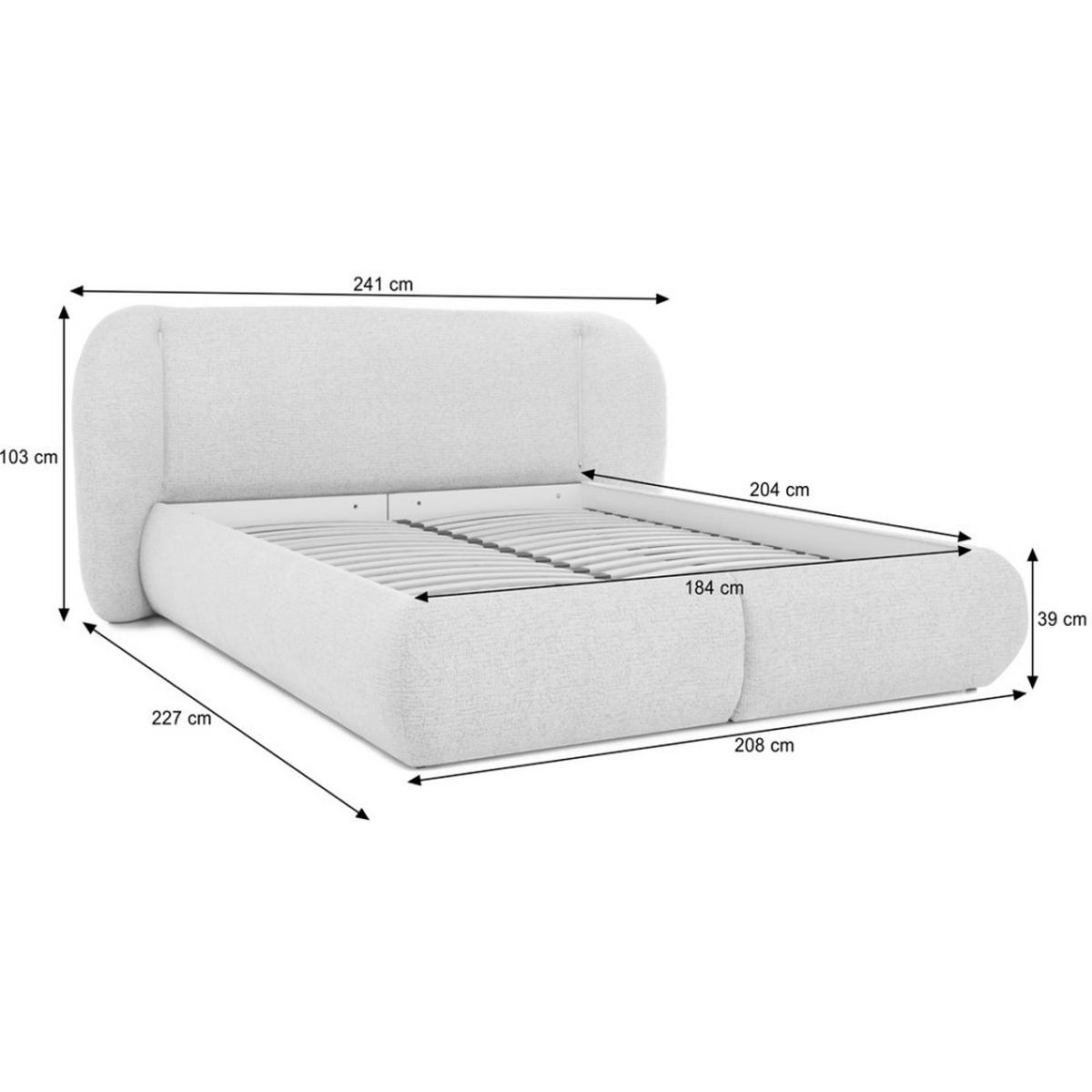 POLSTERBETT Corfu mit LED-Beleuchtung, mit Bettkasten, rundliche Formen, 180x200, Hellgrau - Hellgrau, Textil/Metall (180/200cm) - Beautysofa