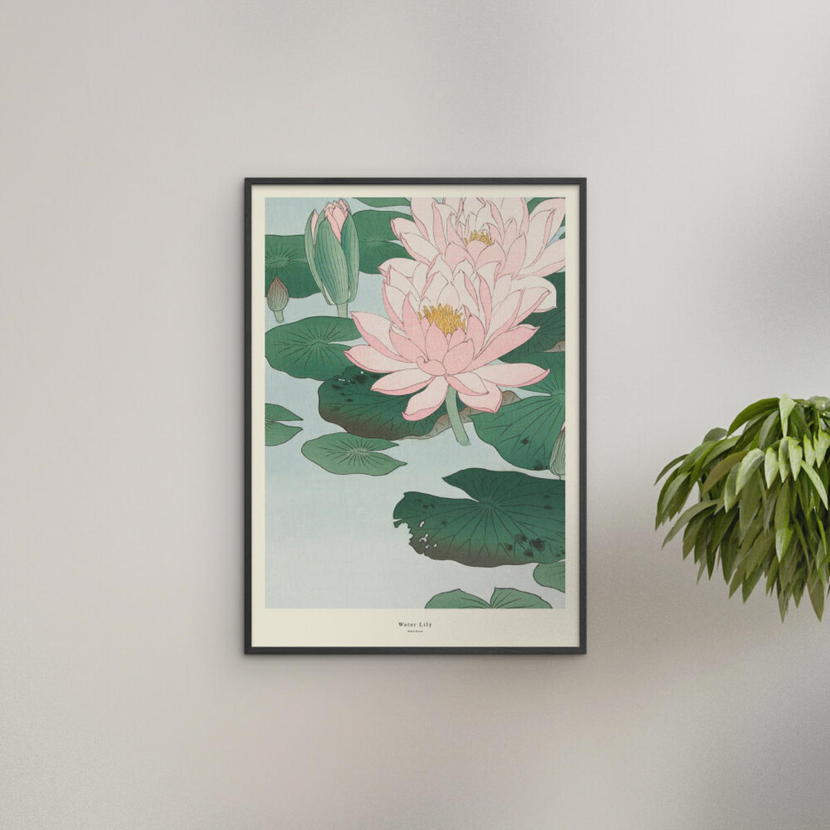POSTER mit Rahmen A.P. Atelier - Water Lily - Schwarz/Grün, Holz/Papier (70/100cm) - Poster&Frame