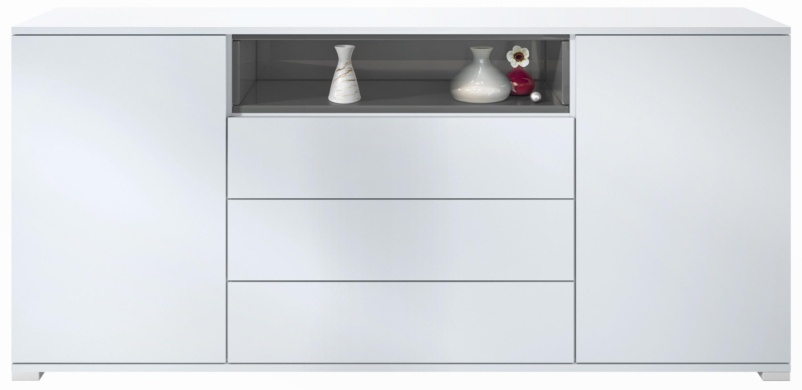 SIDEBOARD Skadu Grau Hochglanz - Grau, Holzwerkstoff (166.5/75.5/35cm) - Vladon