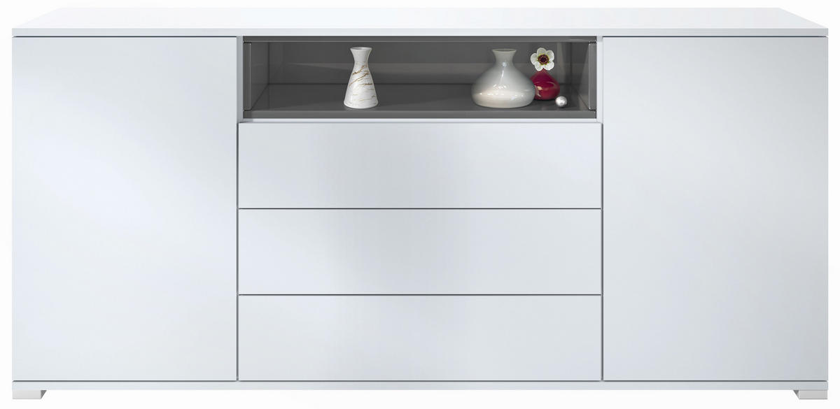 SIDEBOARD Skadu Grau Hochglanz - Grau, Holzwerkstoff (166.5/75.5/35cm) - Vladon