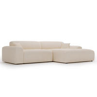 ECKSOFA mit Longchair - Cord - Creme/Schwarz, Kunststoff/Textil (284/178cm) - home24