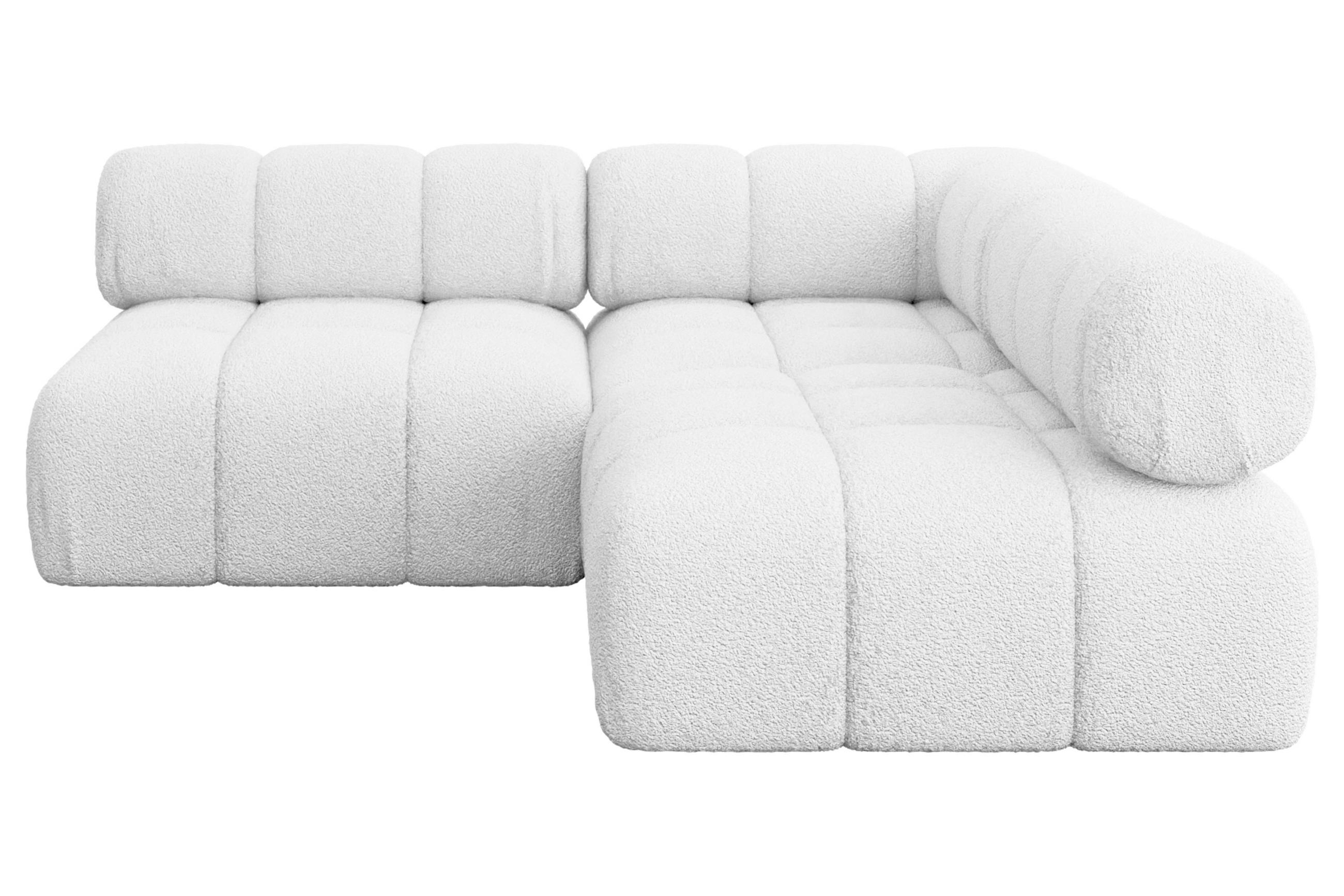 ECKSOFA modulares Sofa Samaro-L1 - 190x190x70 cm Weiß Bouclé - Weiß, Holzwerkstoff/Textil (190/190cm) - ALTDECOR