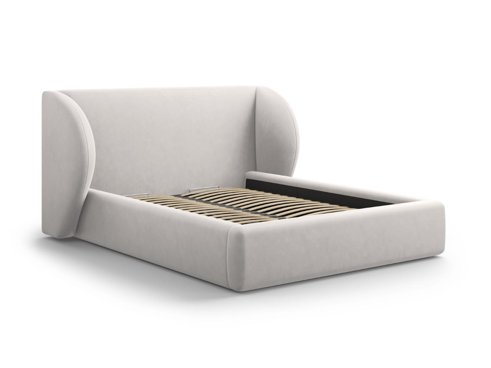 BETT mit Bettkasten und Kopfteil Miley aus Samt silber 180x200cm - Silberfarben, Textil (180/200cm) - Micadoni