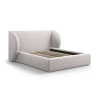 BETT mit Bettkasten und Kopfteil Miley aus Samt silber 160x200cm - Silberfarben, Textil (160/200cm) - Micadoni