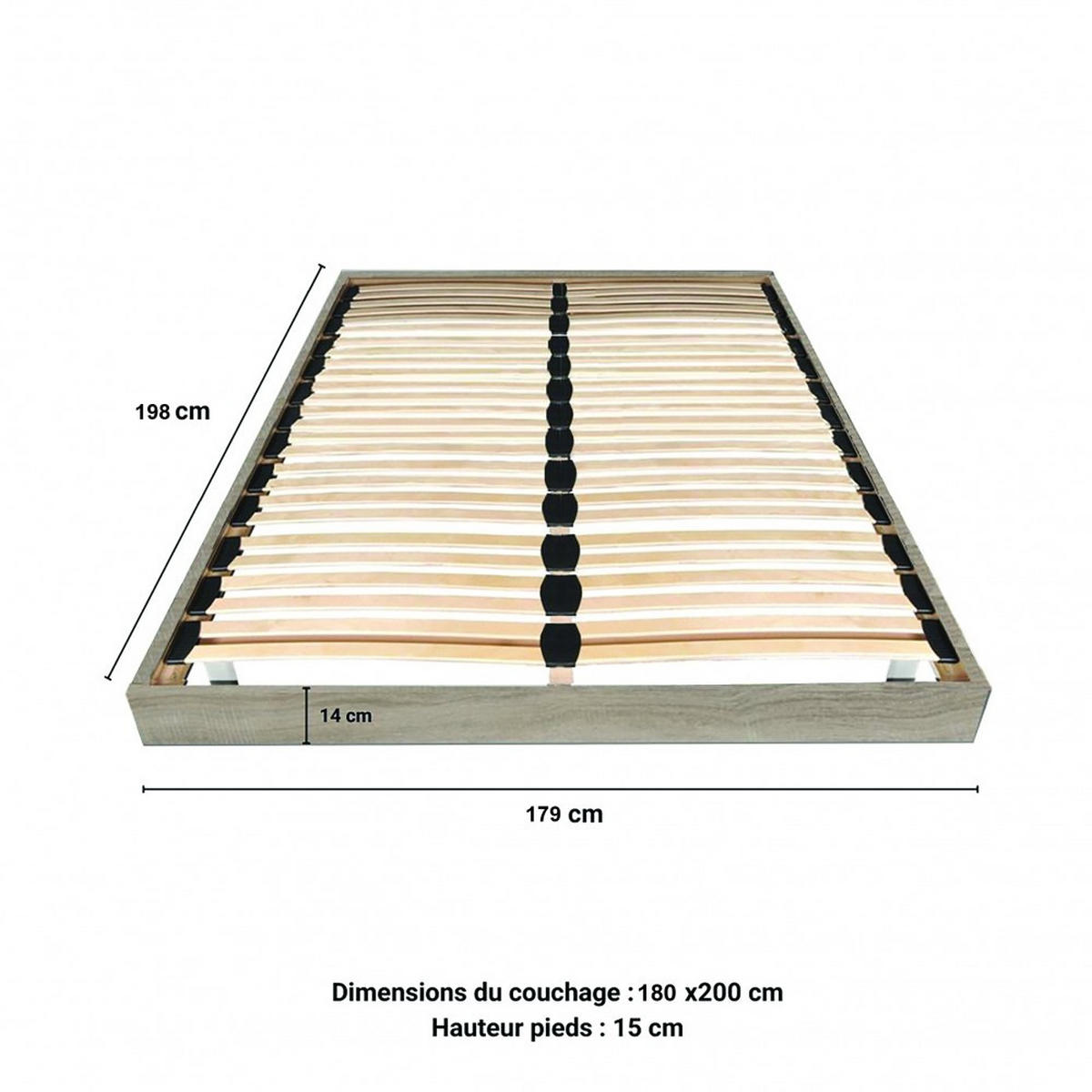 BETTRAHMEN SOMKIT mit Einlegerahmen/ 180x200, Eiche Gebleichte Dekor - Sonoma Eiche, Holzwerkstoff (180/200cm) - Weber Industries