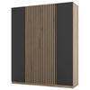 KLEIDERSCHRANK Kaja Schwarz/Eiche 200 cm - Schwarz, Holzwerkstoff/Metall (200/239/61.9cm) - Selsey