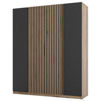 KLEIDERSCHRANK Kaja Schwarz/Eiche 200 cm - Schwarz, Holzwerkstoff/Metall (200/239/61.9cm) - Selsey