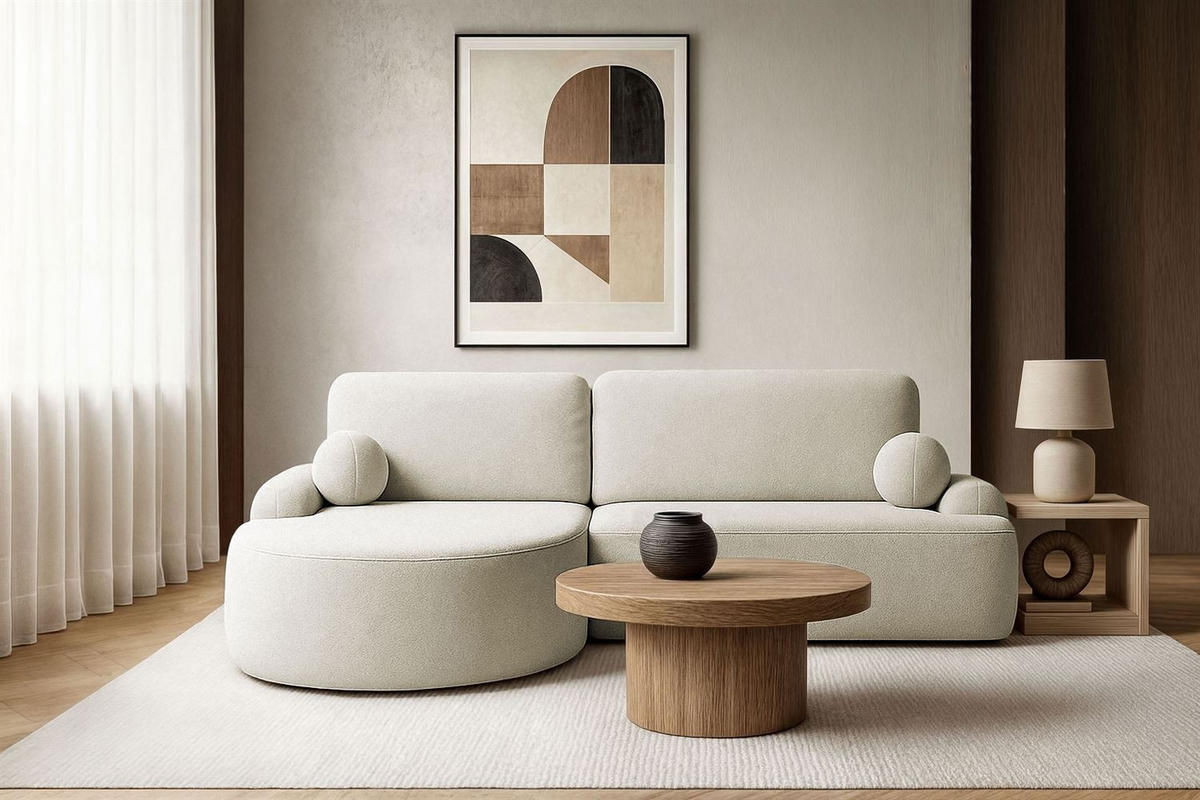 ECKSOFA CLEO mit Schlaffunktion Version Linke, QUELLE 06 - Creme, Kunststoff (264/172cm) - Lookway