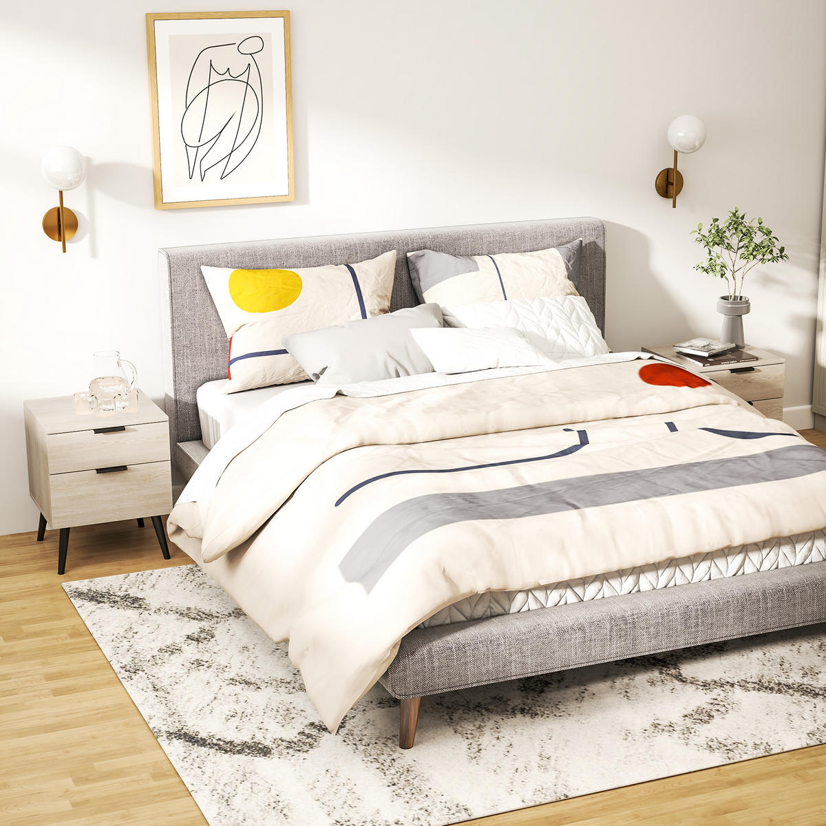 NACHTSCHRANK 2er-Set DE-12853 2-stöckige Schublade Eiche - Eichefarben, Holzwerkstoff (40/50/40cm) - ComfortXL