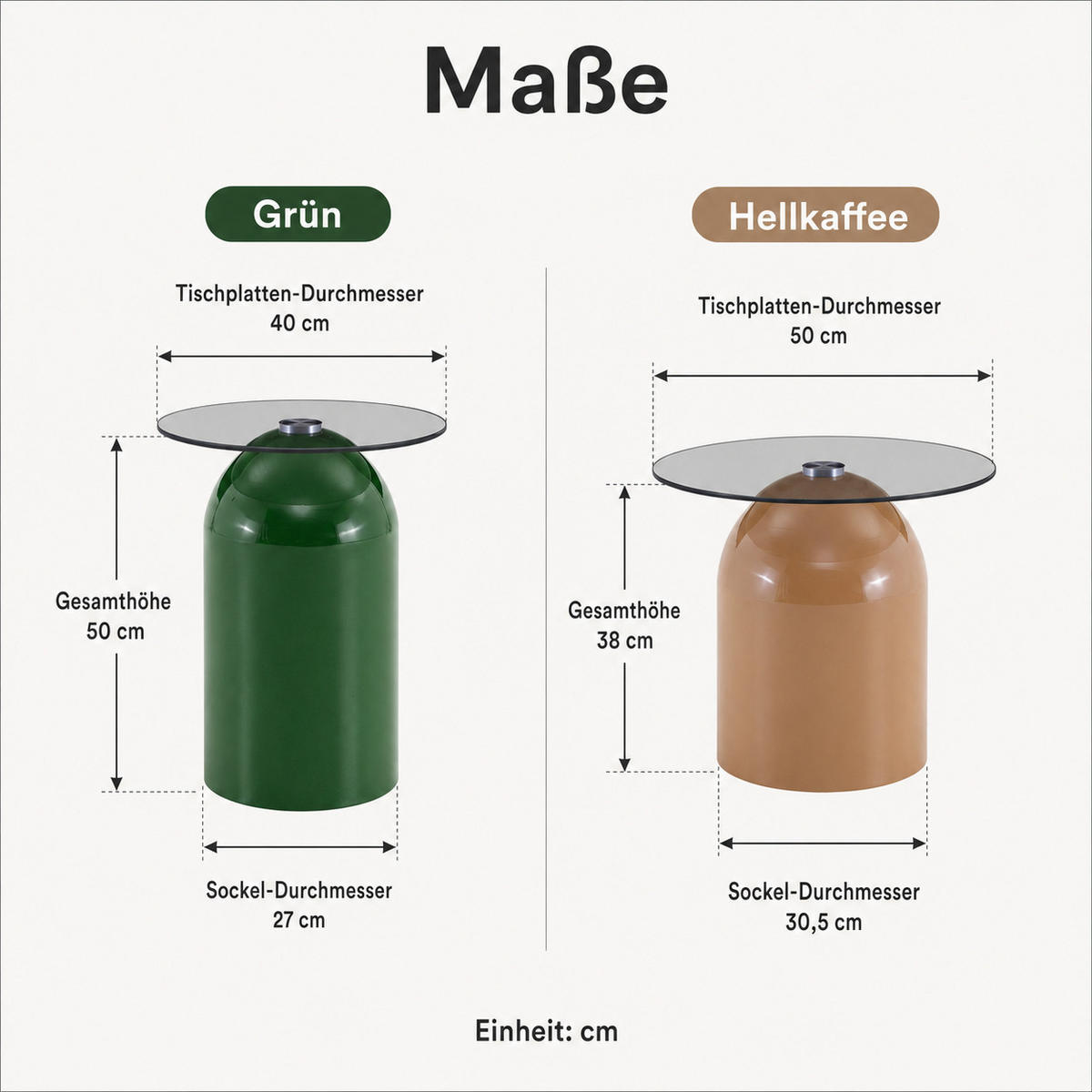 KONFERENČNÍ STOLEK sada 2 ks se skleněnou deskou, zelený a světle hnědý - černá, kov (50/50/38cm) - Urban Meuble