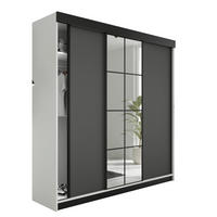 SCHIEBETÜRENSCHRANK LAMARO - 200x205x59cm - Weiß & Graphit - Graphitfarben/Weiß, Holzwerkstoff (200/205/59cm) - Kier Furniture