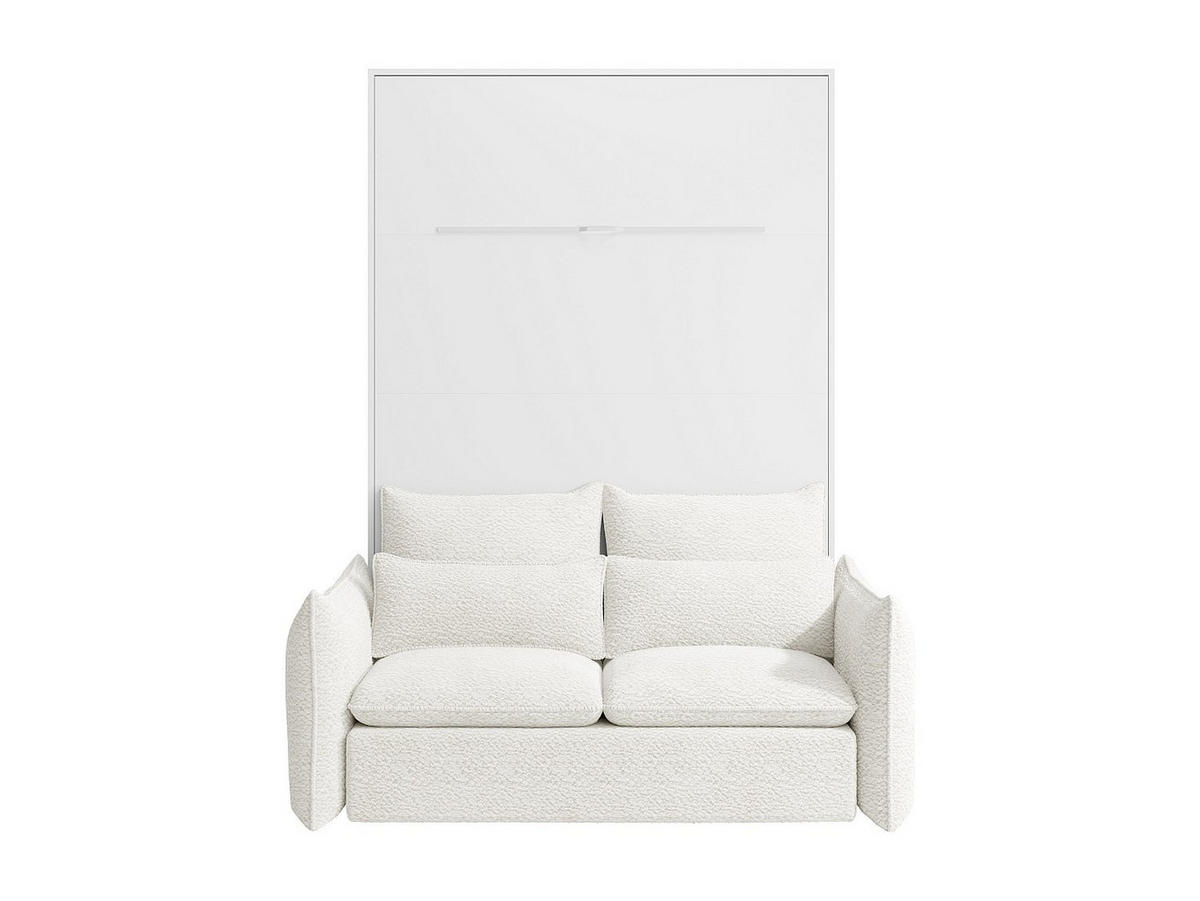 SCHRANKBETT - 2 Personen - holz - weiß Rapili - Weiß, Holz (140/200cm) - Vente-Unique