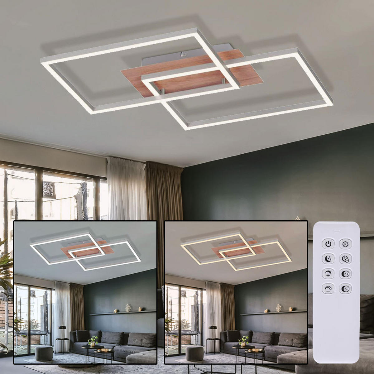 LED DECKENLEUCHTE IVEN Metall Silber - Silberfarben, Metall (50.4/42/7cm)