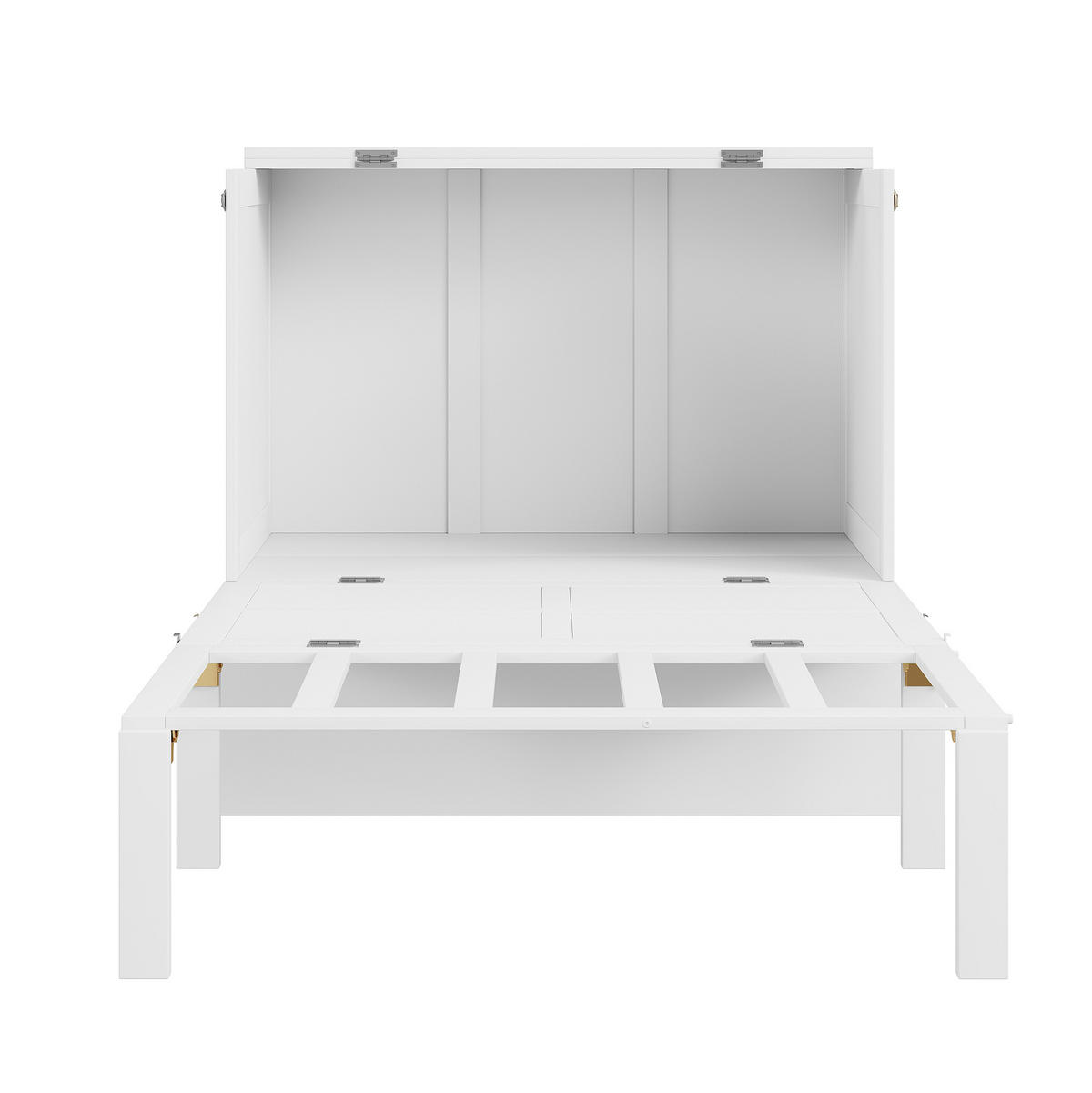 BETT vertikal klappbar 90x200 cm Weiß mit Stauraum - Weiß, Holzwerkstoff (90/200cm) - Beauniv