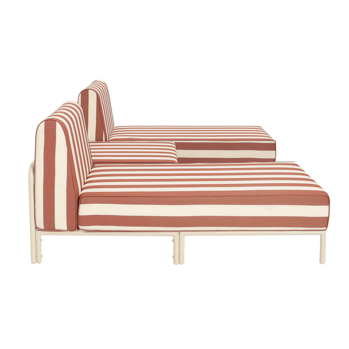 GARTENSOFA mit 3 Sitzplätzen, Terrakotta - Rot, Textil (128/78/144cm) - Oviala